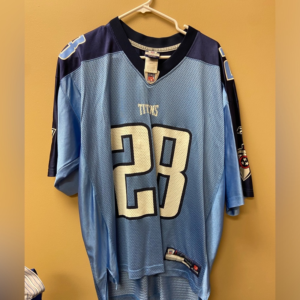 Reebok NFL Blue Mesh Titan Jersey 28 Johnson